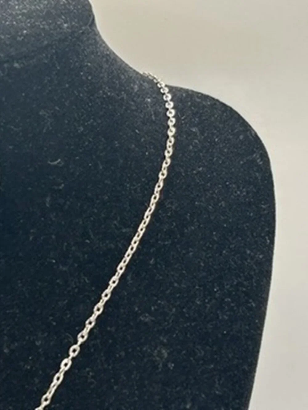 Vintage Real Silver Cross Pendant Cutout Chain Plated Stainless Steel Necklace